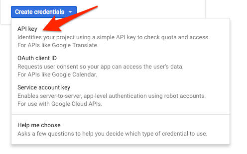 Create credentials API key